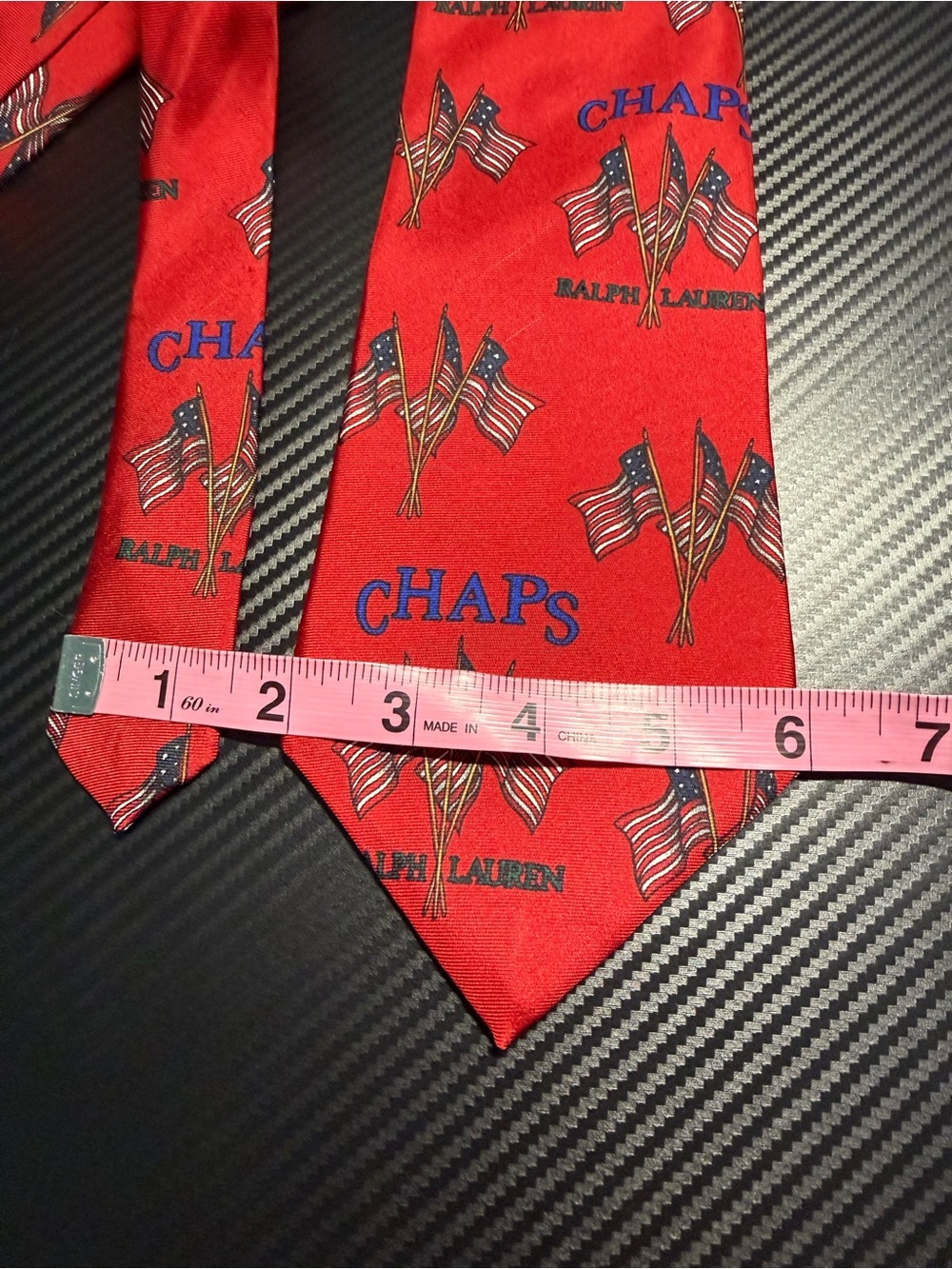 Vintage Chaps Ralph Lauren Patriotic Flag Necktie USA Americana 90s Silk Tie - Picture 10 of 11